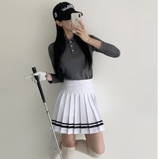 MINEFLOW 女款高爾夫網眼長袖翻領T恤 W809TS01