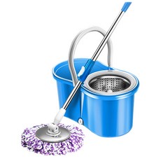 Clean-mate 滾筒手壓旋轉拖把, 1個, 藍色