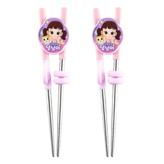 helloMothers Dalimi孩童左手不鏽鋼學習筷 第1階段 2雙, 粉色, 單品