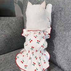 PASTEL PET 寵物櫻桃印花連身裙, 紅色