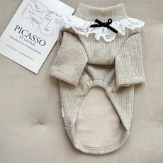 반려동물 알럽펫 라비 골지 레이스 티셔츠, 베이지, 1개