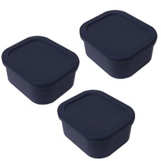 youhouse 矽膠密封保鮮盒 500ml, 3個, 保鮮盒 深綠色