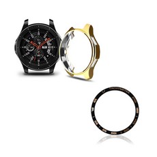 DC NET WORK Galaxy Watch TPU保護殼 42mm+鋁製錶圈, 金色(外殼)+隨機出貨(擋板環)