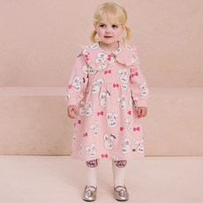 milkmile 女童蝴蝶結眨眼兔領連身裙