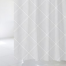 浴簾 SC617 L號 1800*1880mm+塑膠掛鉤 12入+白色窗簾桿組合, 1套