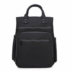 JH Company 素色多層口袋後背包, 黑色