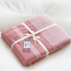 마켓에이 심플 컬러패턴 순면 이불커버, 스트라이프핑크