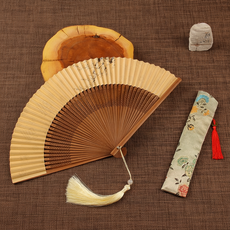 마켓피아 전통 디자인 액세서리 휴대용 접이식 부채, 겨울 매화, 1개