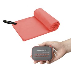 4monster 超細纖維 登山 游泳 旅行 運動 濕式 乾式 超細纖維 多功能毛巾 XS + EVA收納盒 30 x 50 cm, 印度珊瑚色, 1個