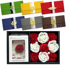 永生香皂康乃馨零用錢禮盒與胸花 中 Z120-3 + 立體金屬配件零用錢信封 S4 6件組, 混合色, 1套