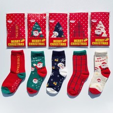 KIDS FUTURE 童款聖誕節風格中筒襪 禮品包裝 5款組