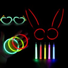 Party Club 夜光手環 100入 + 夜光兔子眼鏡 2入 + 夜光愛心眼鏡 2入 + 夜光棒 4入 套組, 1套, 隨機出貨