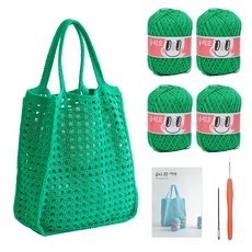 yarna 올리오 봉봉 네트백 DIY 패키지 실 4p + 돗바늘, 745 그린(실), 랜덤발송(바늘), 1세트