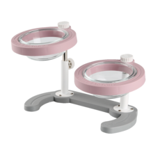 LITTLE FACTORY 寵物玻璃餐具飯碗雙口基本款, 粉紅色, 1個