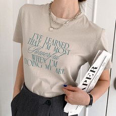 라라온 여성용 통기성 순면 라운드 반팔 티셔츠 TSP372