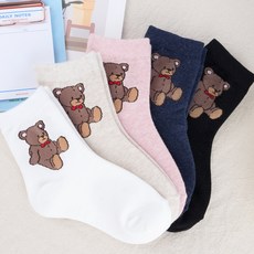 parkgoon 兒童時尚泰迪熊中筒襪5雙組