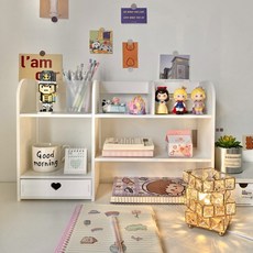 로커스 다용도 테이블 정리 선반 책장 정리함 하트 책장 두꺼운 형, 2단