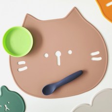 ade.l 矽膠餐墊 鏤空貓, 磚紅色, 300 x 266 x 1.8 mm