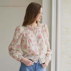 벰버 LACE TRIM PINTUCK BLOUSE