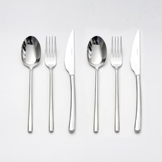 Eastmark 牛排餐具3件2人組, 銀色, 餐匙, 餐叉, 牛排刀, 6支