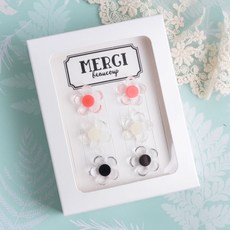 Merciband 兒童簡約花朵耳環 3對