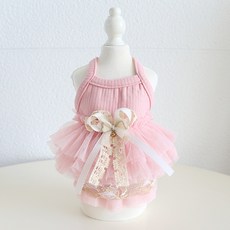 Chilshi 狗狗蝴蝶結款式細肩帶芭蕾舞衣, 粉紅色, 1個