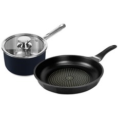 QUEEN SENSE IH爐適用不鏽鋼鑽石塗層鍋具2件組, 混色, 單柄鍋 18cm+平底鍋 20cm, 1組