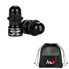 GUB Naya Style 自行車閥蓋帽 2p + 獨家袋套組 CYYP-73-2PU, 黑色（蓋帽）, 1套