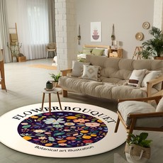 이정데코 플라워 부케 인테리어 물세탁 거실 원형 러그