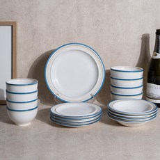 Syracuse CHINA 楓木4人基本17件組, 舒適藍, 17種, 1套