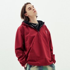 MOZMOZ 方形刺繡機能性半拉鍊連帽衫