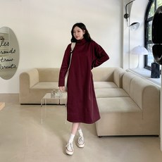 시크블랙 버라모 오버핏 폴라 기모 롱 원피스 cpops9484k39