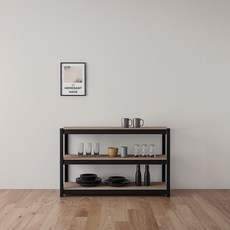 홈던트하우스 업그레이드형 무볼트 철제 선반, 블랙, 3단