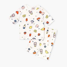 unifriend 童款條紋滿版印花7分袖居家服套裝