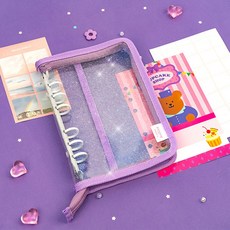 LUCALAB Archive 6 孔日記本 PVC 拉鍊套, 閃光紫色, 1個