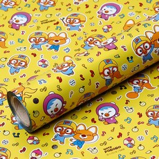 與Pororo 鍍鋁膜捲筒包裝紙 大 53cm x 12m, 黃色, 1個
