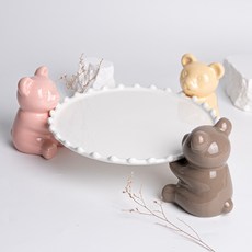 小熊蛋糕架 底座 水滴 2號 + 小熊3件組, 混合顏色, 1套