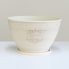 城市花園古董室內低圓 2415 花盆, 白色的