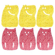 Kinibini 造型植物沐浴海綿 牛+貓, 黃色+粉色, 3組