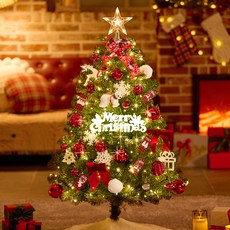 紅色聖誕樹LED燈泡裝飾全套組, 紅色格紋