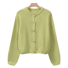 lemon soul 女款素色圓領短版針織外套