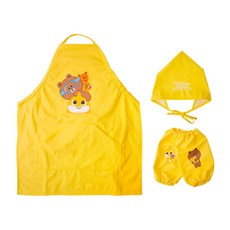 STUDIO EIGHT LINE FRIENDS 熊大與碰碰狐鯊魚寶寶 兒童美術圍裙袖套頭巾組