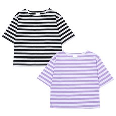 Rainbow Kids 兒童透氣棉質條紋七分袖T恤2件組