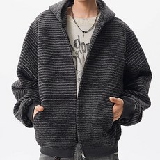 Fashion Flow 男款條紋連帽拉鍊外套 條紋開襟衫