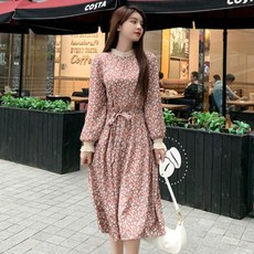 孕婦蕾絲袖長袖連身裙