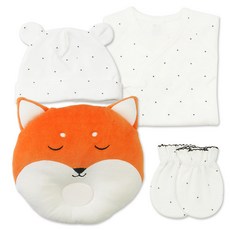 babybear 嬰幼兒星星肚衣 + 防抓手套 + 新生兒帽 + 狐狸塑形枕套裝