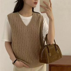 I'M MONG 女款Ansel V領層次麻花針織背心