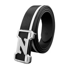 Rion 大Z字扣環皮革高爾夫皮帶 HY344, 銀黑色