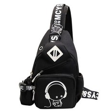 BUBBLYDAY 角色夜光斜背包, 黑色