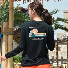 헤링본 여성용 긴팔 체형커버 세미 루즈핏 래쉬가드 상의 RI374W